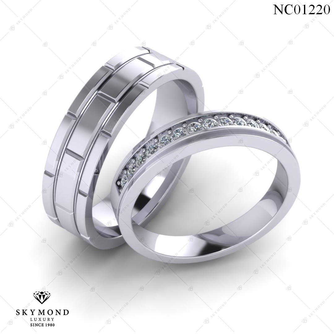 Nhẫn Cưới Vàng Trắng (14k-18k) thiết kế NC01220