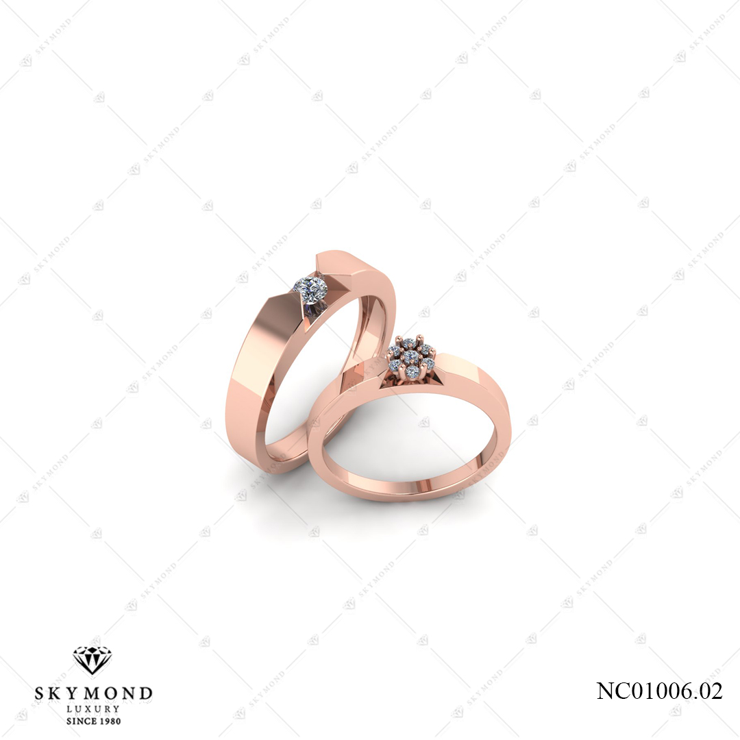 Nhẫn cưới Vàng Hồng (14k-18k) thiết kế NC01006.02