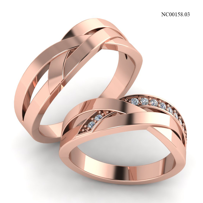 Nhẫn Cưới Vàng Hồng (14k-18k) thiết kế NC00158.03