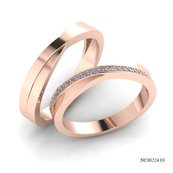 Nhẫn Cưới Vàng Hồng (14k-18k) thiết kế NC00224.03