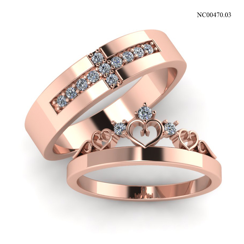 Nhẫn Cưới Vàng Hồng (14k-18k) thiết kế NC00470.03