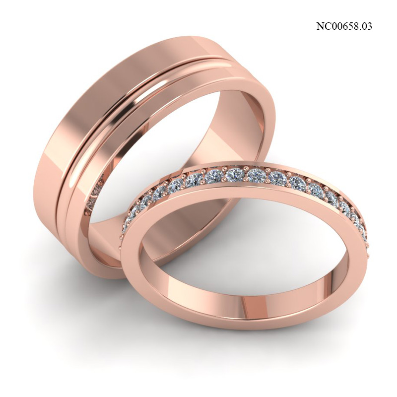 Nhẫn Cưới Vàng Hồng (14k-18k) thiết kế NC00658.03