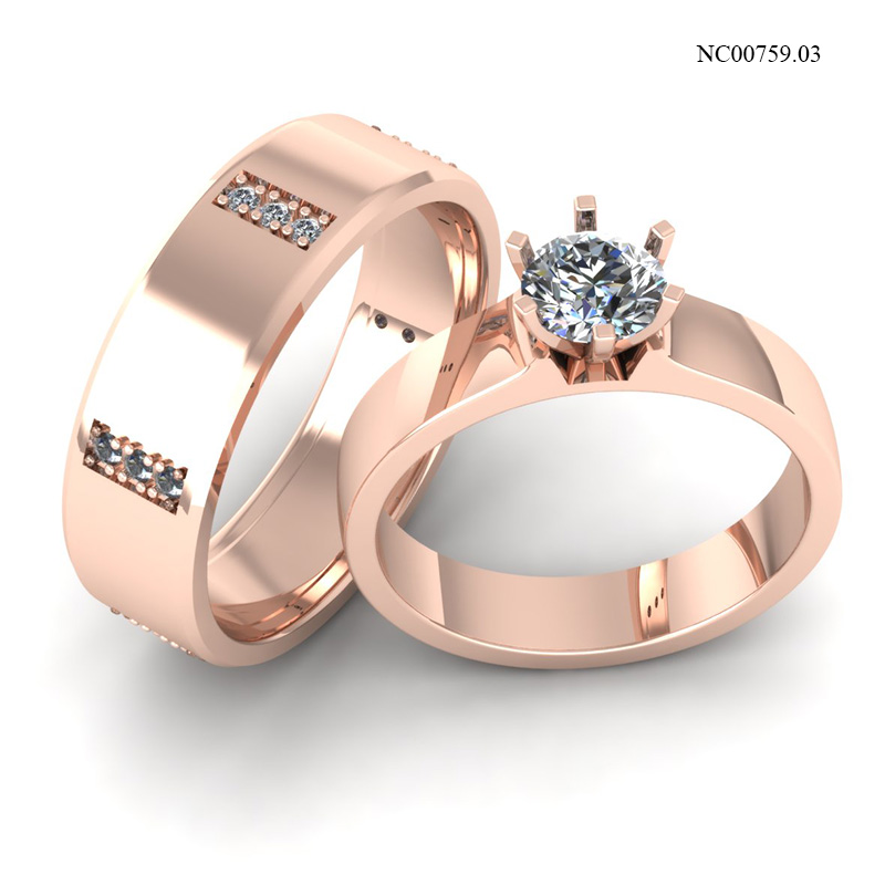 Nhẫn Cưới Vàng Hồng (14k-18k) thiết kế NC00759.03