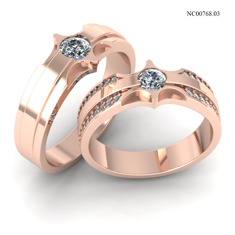 Nhẫn Cưới Vàng Hồng (14k-18k) thiết kế NC00768.03