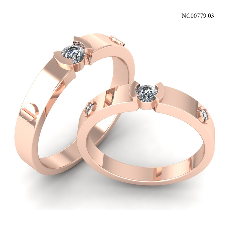 Nhẫn Cưới Vàng Hồng (14k-18k) thiết kế NC00779.03