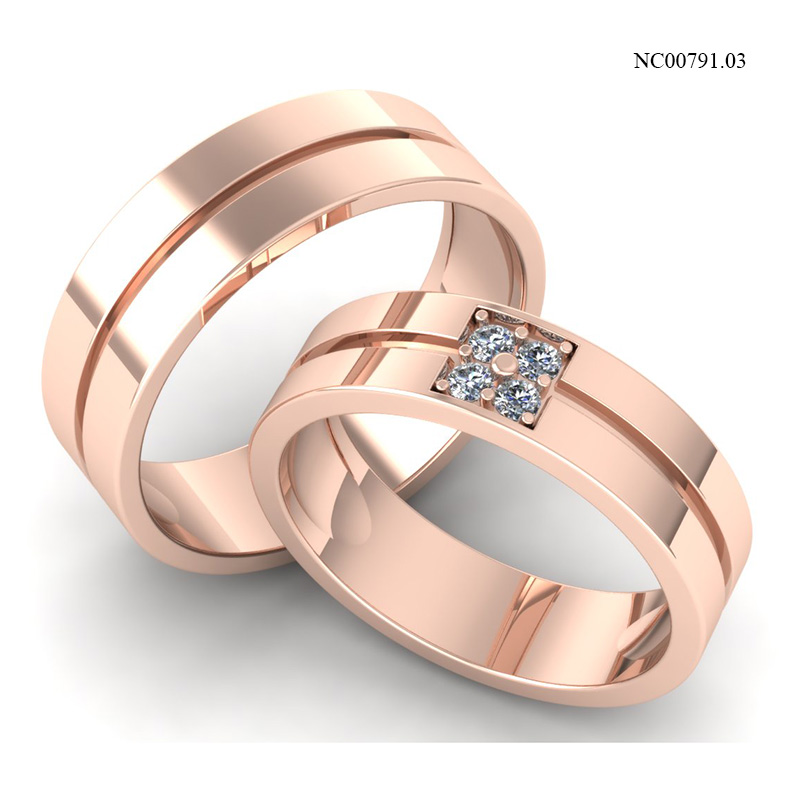 Nhẫn Cưới Vàng Hồng (14k-18k) thiết kế NC00791.03