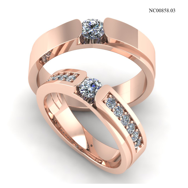 Nhẫn Cưới Vàng Hồng (14k-18k) thiết kế NC00858.03