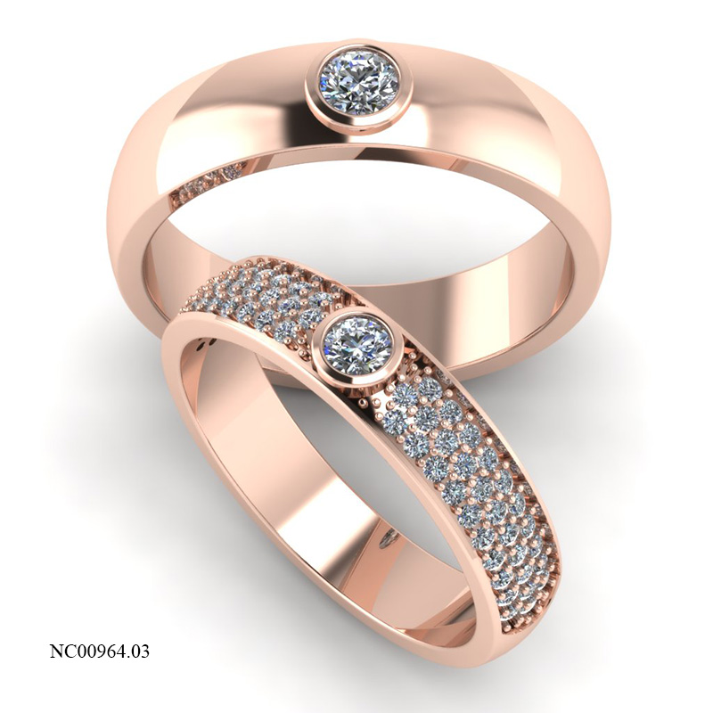 Nhẫn Cưới Vàng Hồng (14k-18k) thiết kế NC00964.03