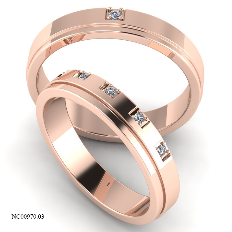Nhẫn Cưới Vàng Hồng (14k-18k) thiết kế NC00970.03