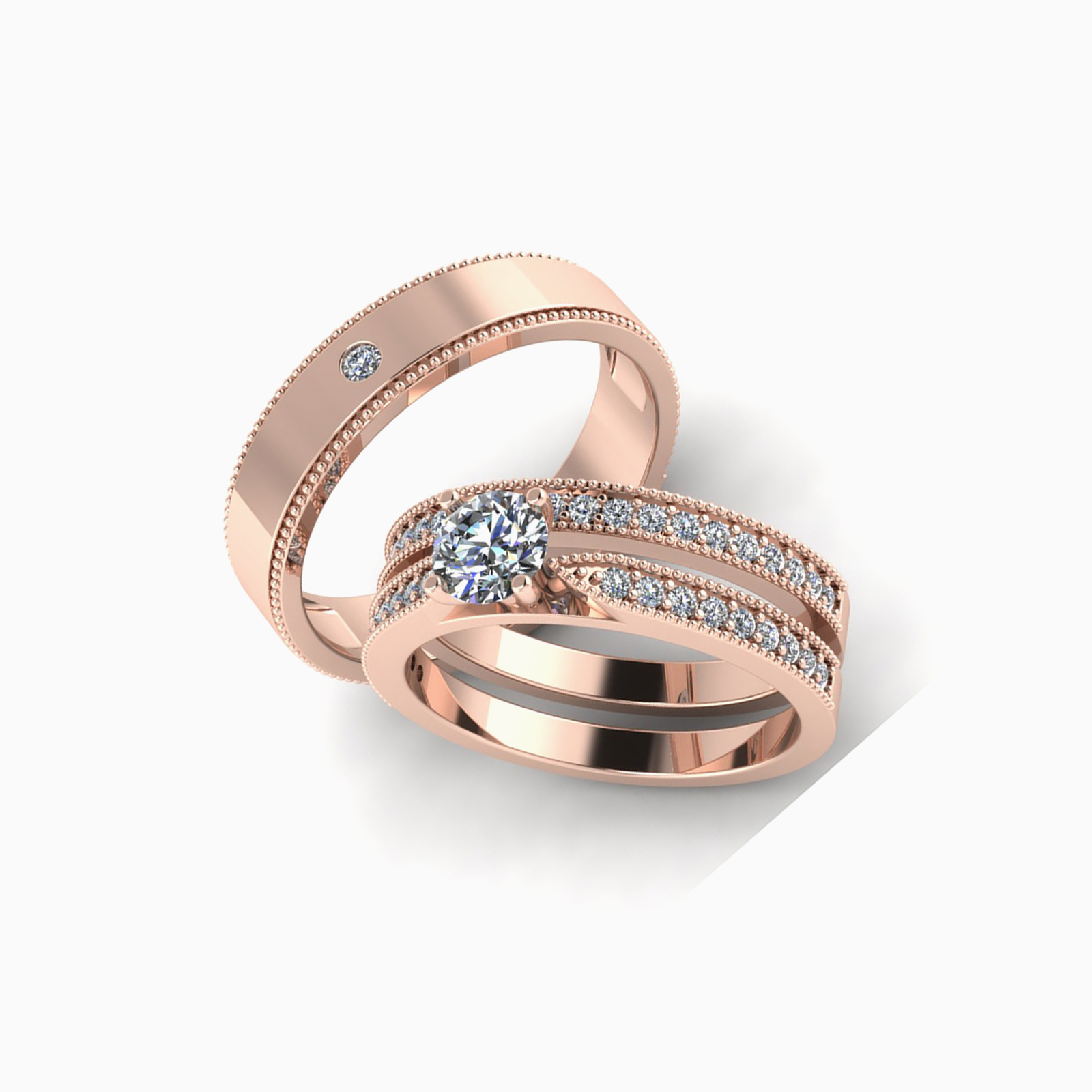 Nhẫn Cưới Vàng Hồng (14k-18k) thiết kế NC00984.03