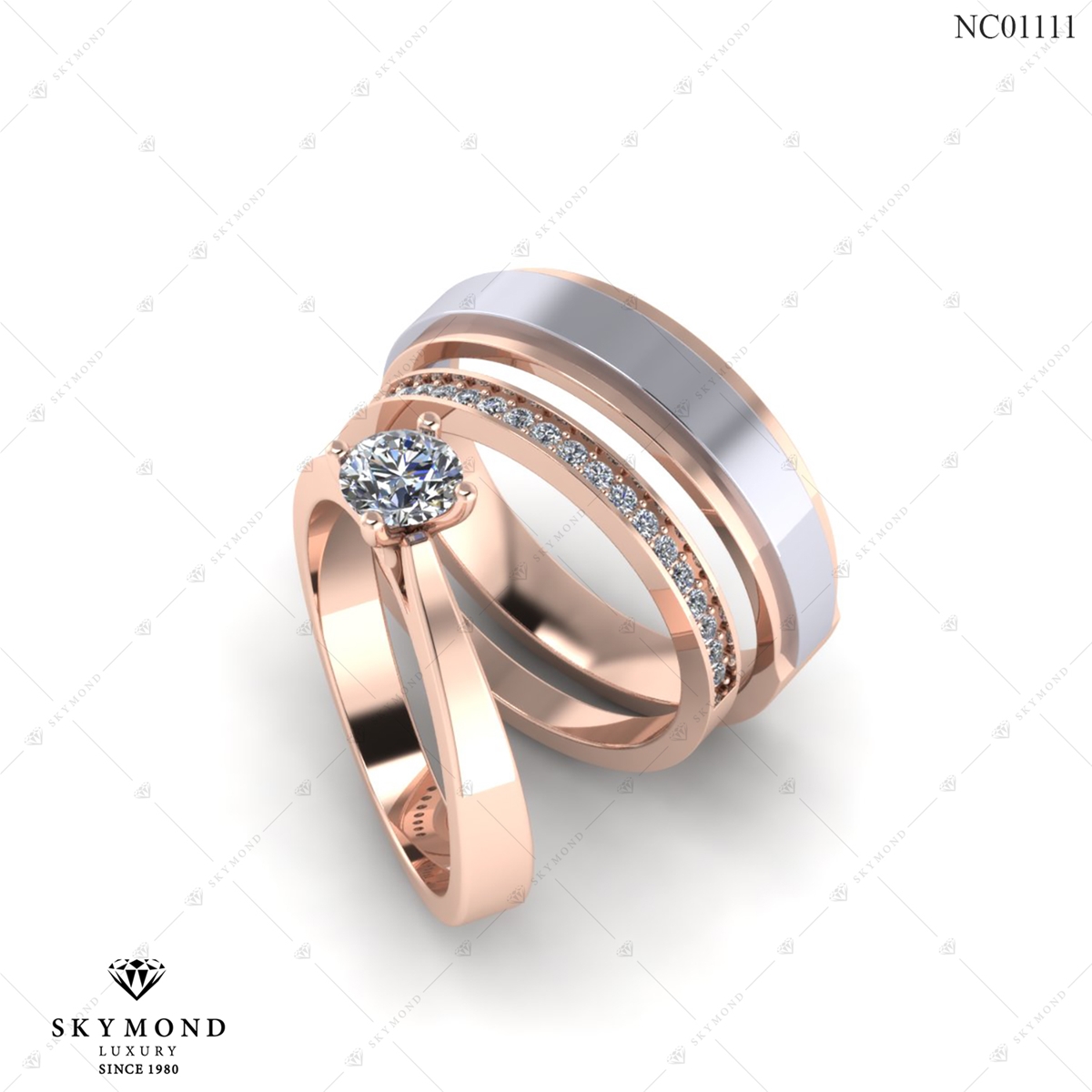 Nhẫn Cưới Vàng Hồng (14k-18k) thiết kế NC01111.01