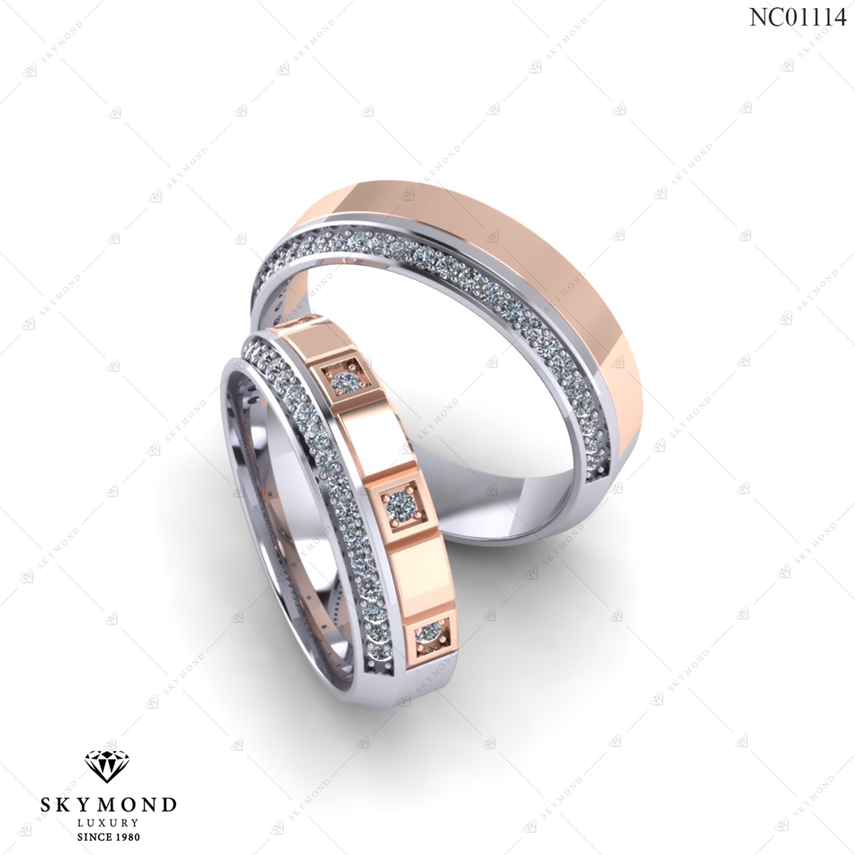 Nhẫn Cưới Vàng Trắng (14k-18k) thiết kế NC01114.01