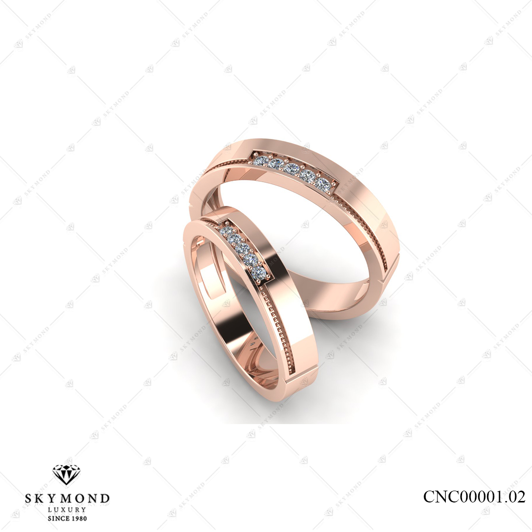 Nhẫn Cưới  Classic Vàng Hồng (14k-18k) thiết kế CNC00001.02