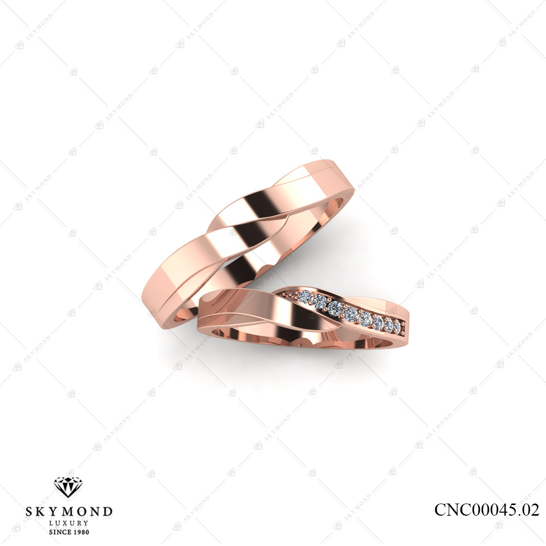 Nhẫn Cưới  Classic Vàng Hồng (14k-18k) thiết kế CNC00045.02
