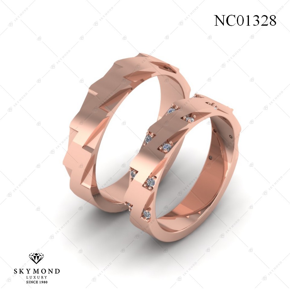 Nhẫn Cưới Vàng Hồng (14k-18k) thiết kế NC01328
