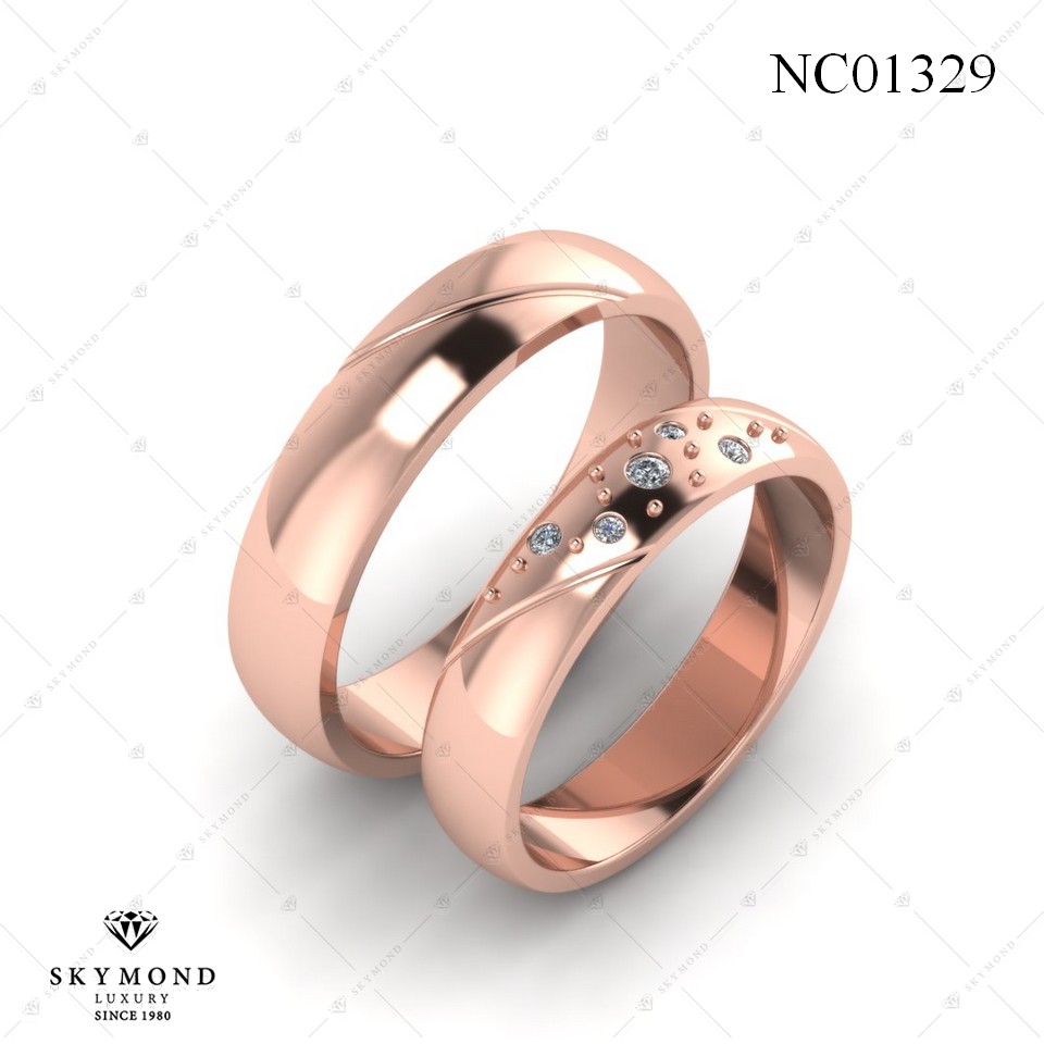 Nhẫn Cưới Vàng Hồng (14k-18k) thiết kế NC01329
