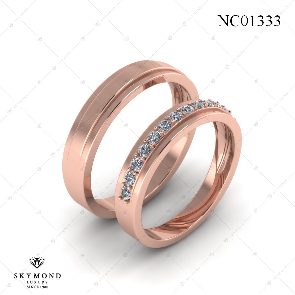 Nhẫn Cưới Vàng Hồng (14k-18k) thiết kế NC01333
