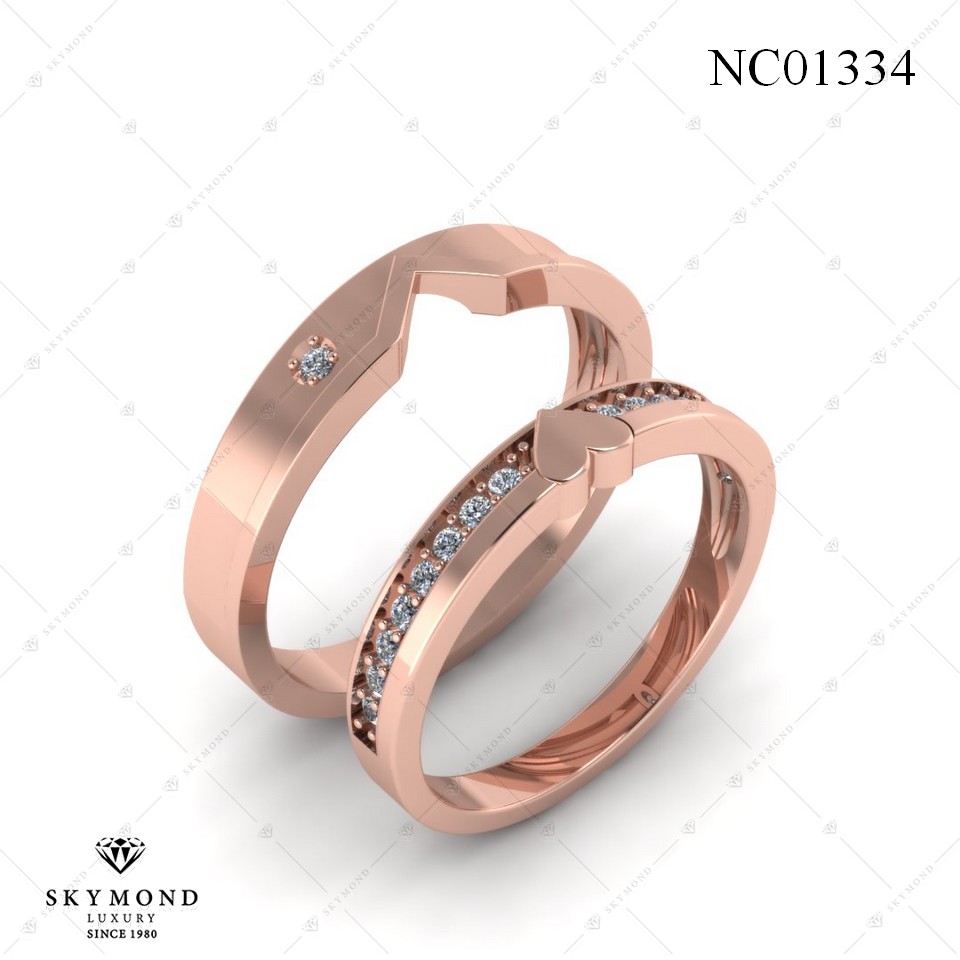 Nhẫn Cưới Vàng Hồng (14k-18k) thiết kế NC01334