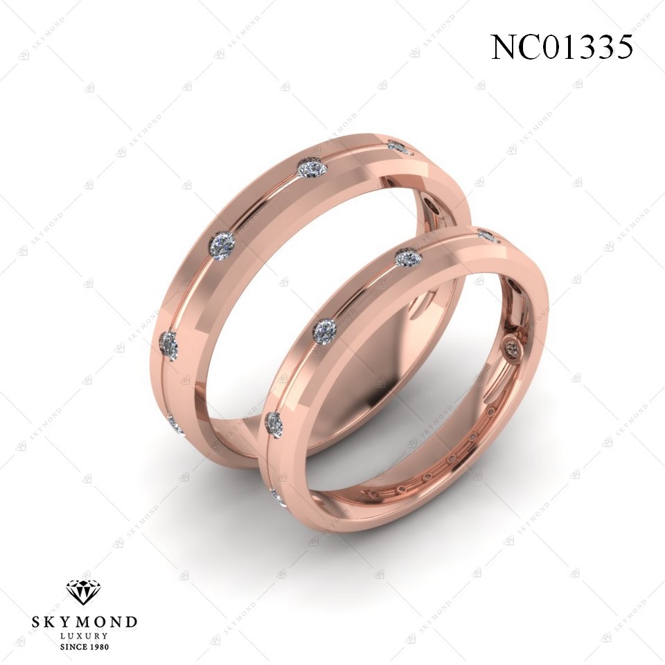 Nhẫn Cưới Vàng Hồng (14k-18k) thiết kế NC01335