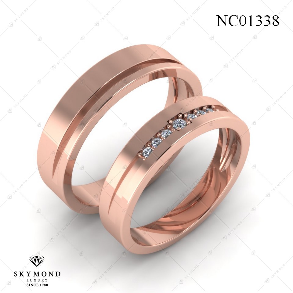 Nhẫn Cưới Vàng Hồng (14k-18k) thiết kế NC01338