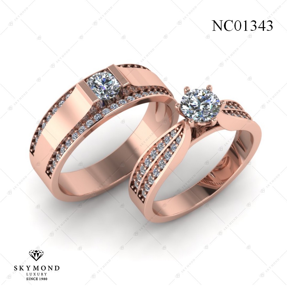 Nhẫn Cưới Vàng Hồng (14k-18k) thiết kế NC01343