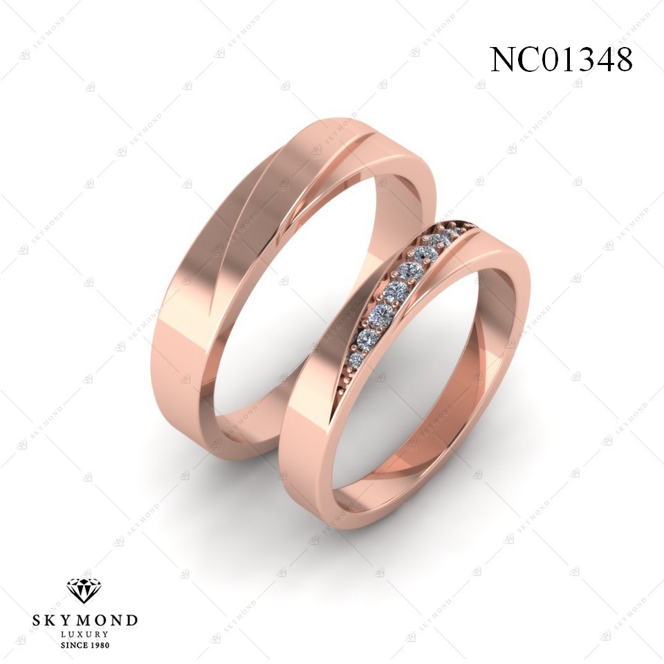 Nhẫn Cưới Vàng Hồng (14k-18k) thiết kế NC01348