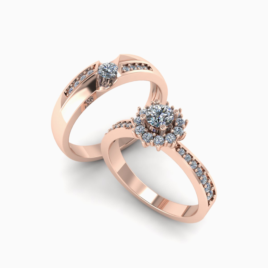 Nhẫn cưới Vàng Hồng (14k-18k) thiết kế NC01933