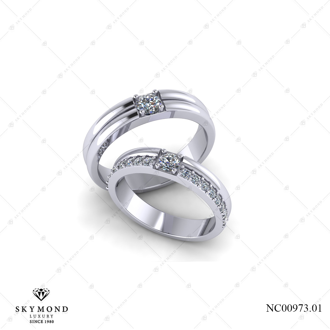 Nhẫn Cưới Vàng Trắng (14k-18k) thiết kế NC00973.01