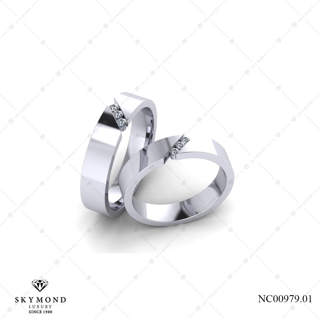Nhẫn Cưới Vàng Trắng (14k-18k) thiết kế NC00979.01