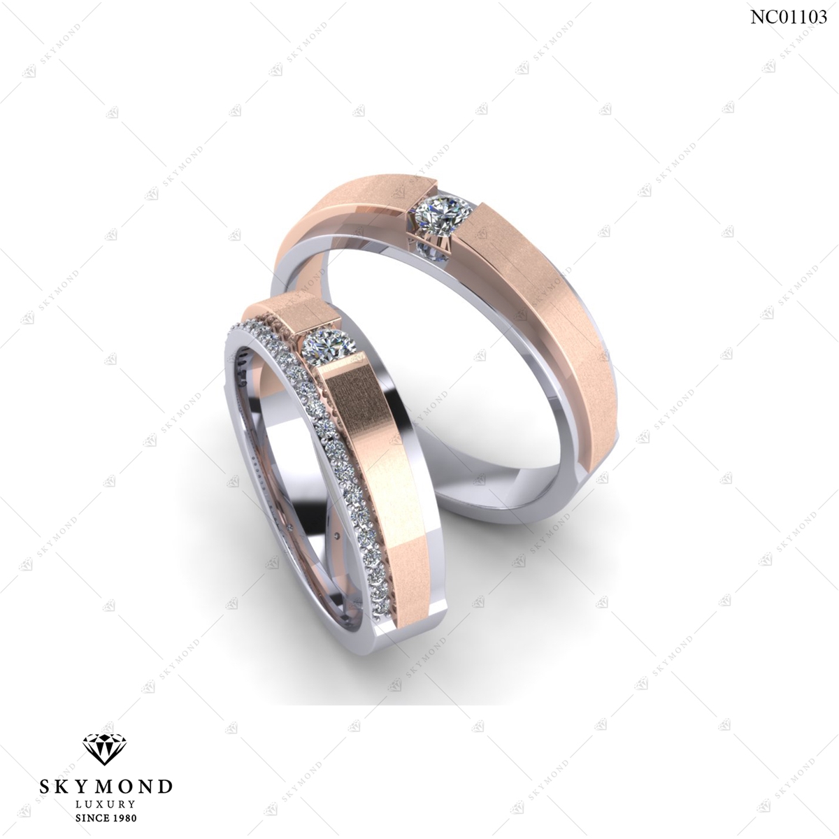 Nhẫn cưới Vàng Ghép NC1103.02