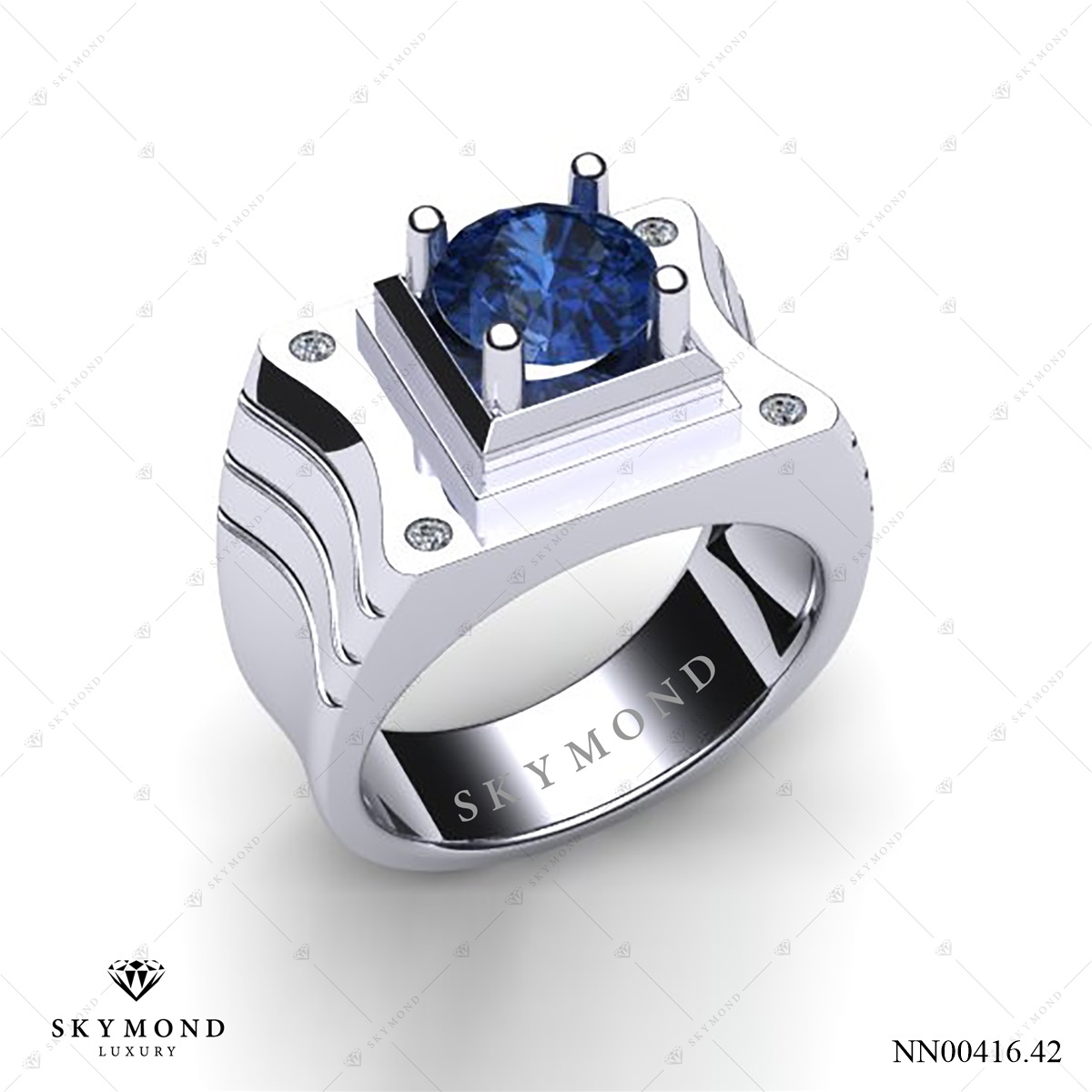 nhẫn nam gắn đá quý màu cam màu xanh