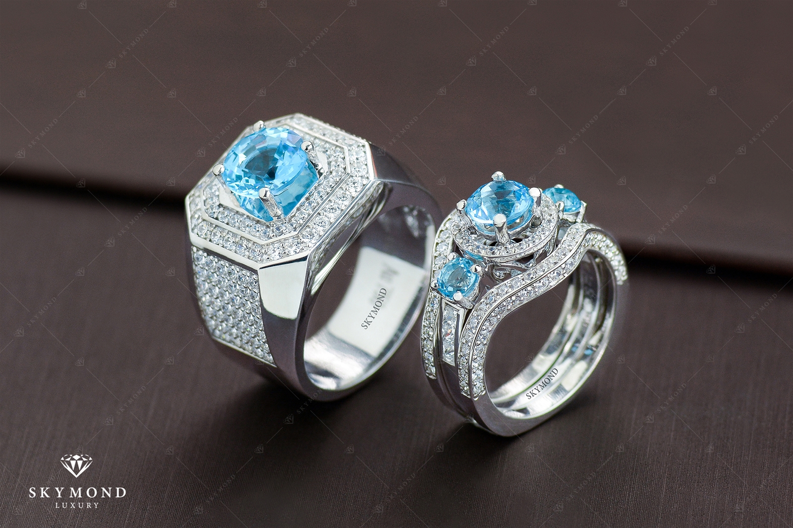 Nhẫn cặp phong thủy đá quý Topaz 