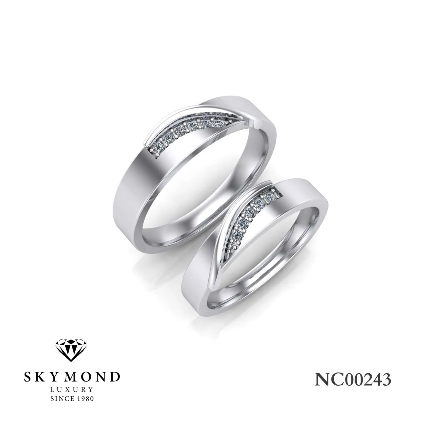 Nhẫn Cưới Vàng Trắng (14k-18k) thiết kế NC00243