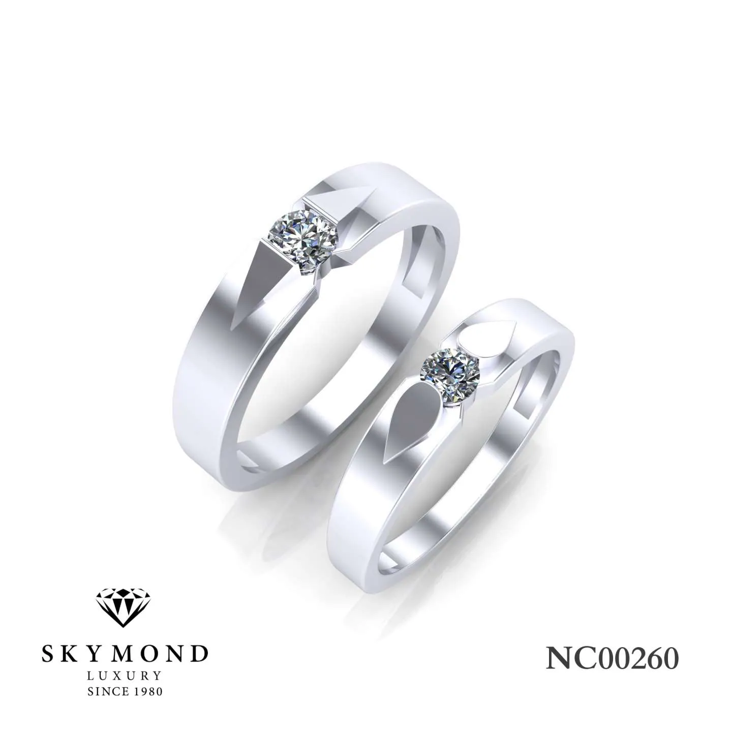 Nhẫn Cưới Vàng Trắng (14k-18k) thiết kế NC00260