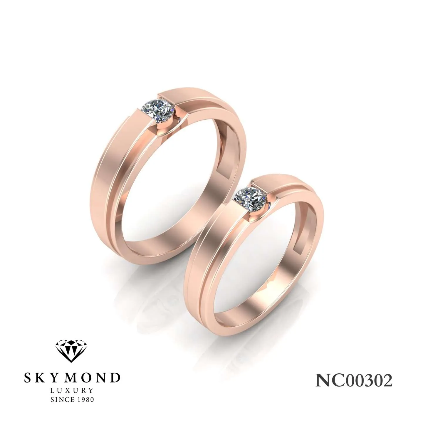 Nhẫn Cưới Vàng Hồng (14k-18k) thiết kế NC00302