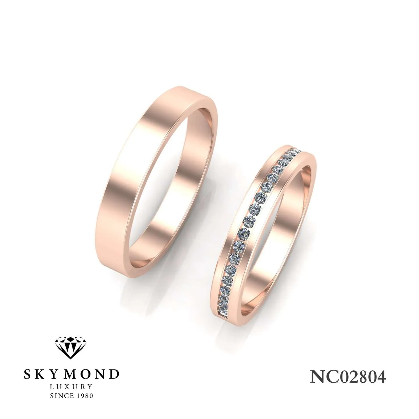 Nhẫn Cưới Vàng Hồng (14k-18k) thiết kế NC02804