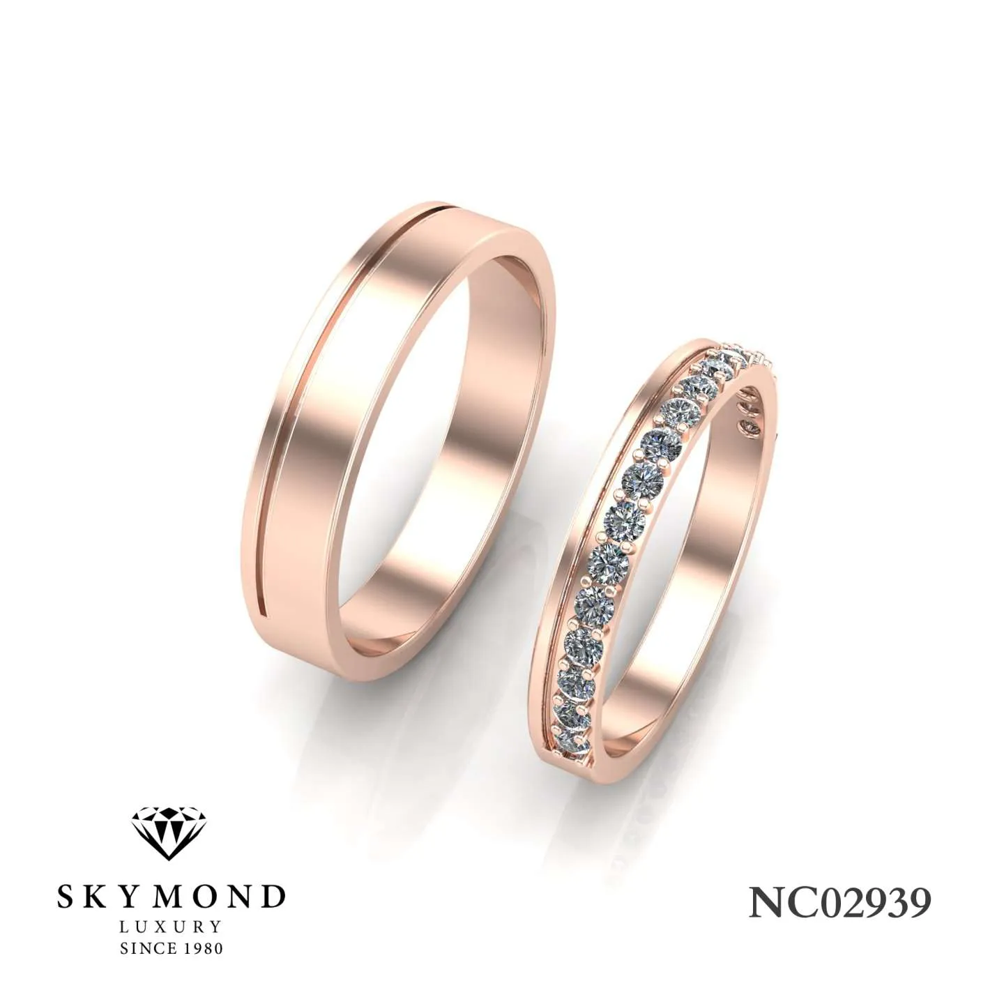 Nhẫn Cưới Vàng Hồng (14k-18k) thiết kế NC02939