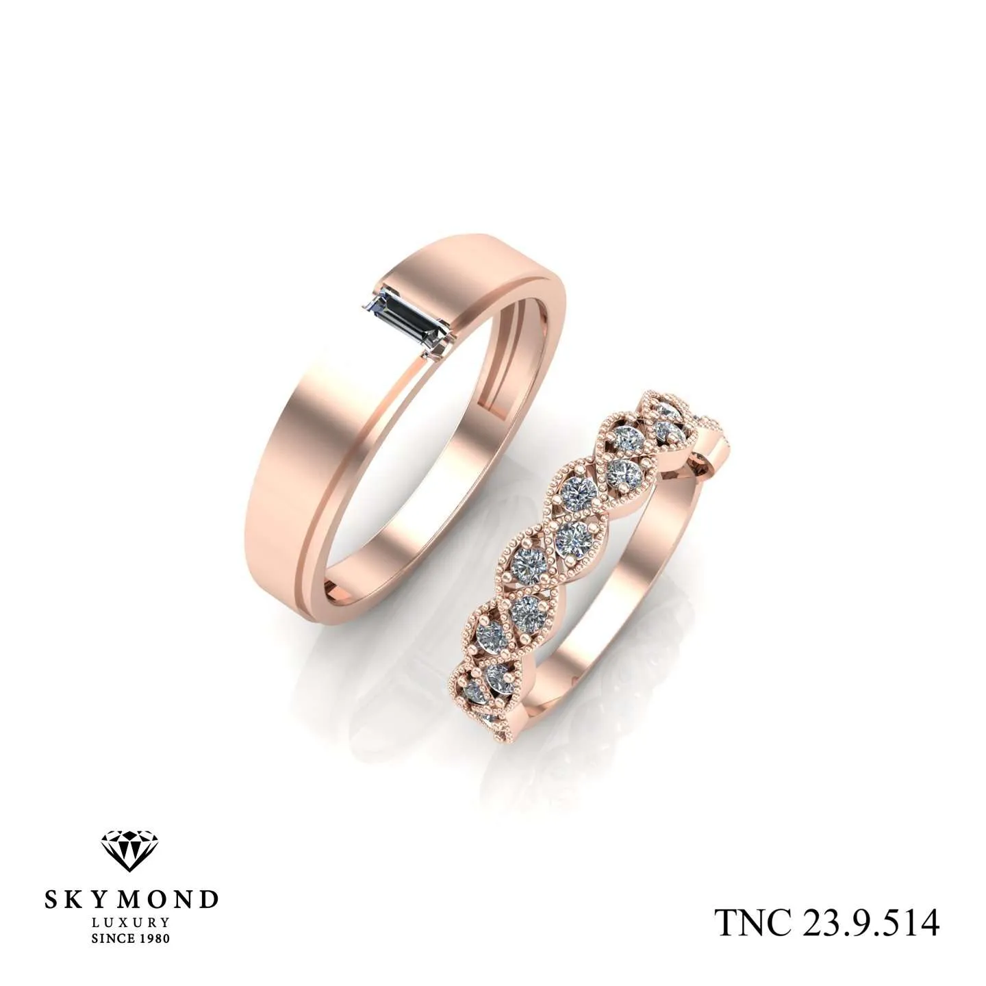 Nhẫn Cưới Vàng Hồng (14k-18k) thiết kế TNC 23.9.514