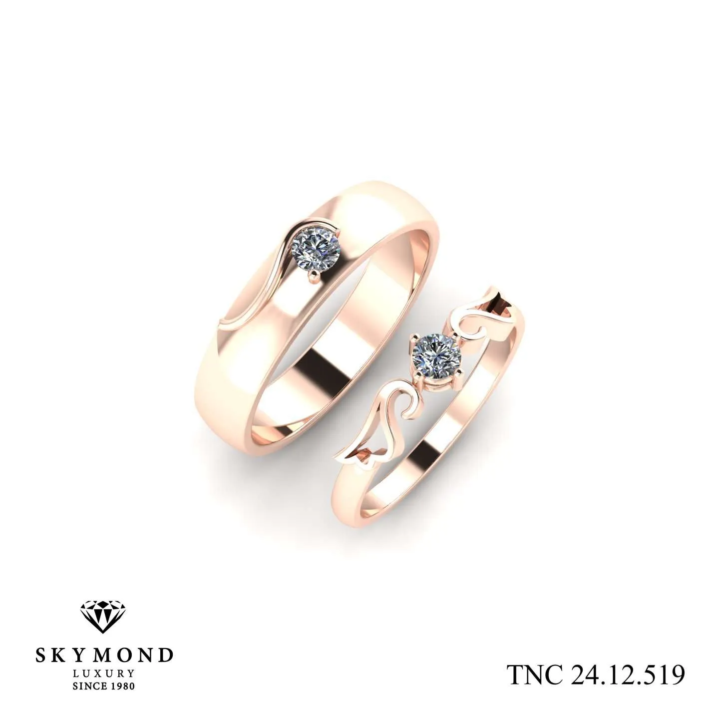 Nhẫn Cưới Vàng Hồng (14k-18k) thiết kế TNC 24.12.519