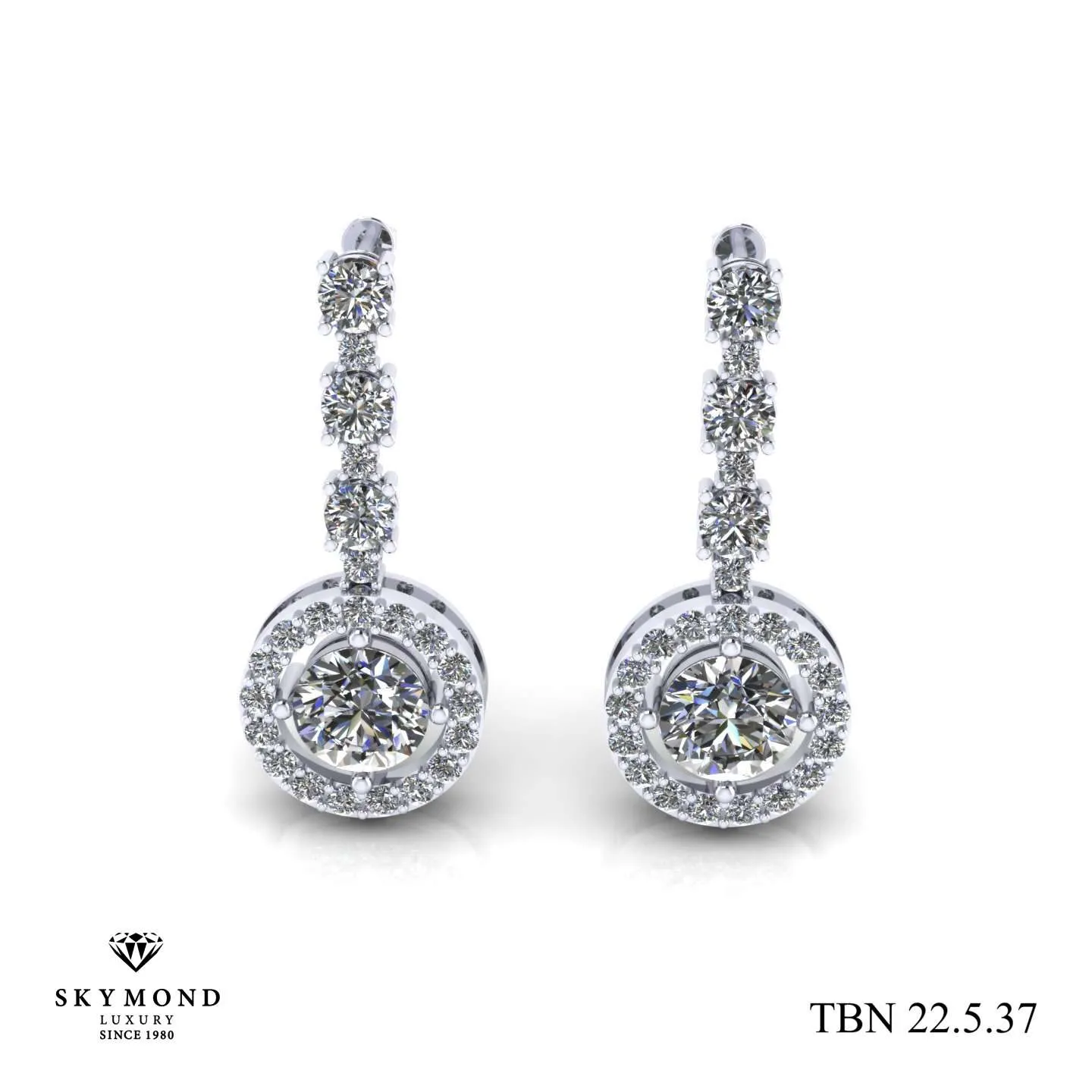 Bông Tai Kim Cương Thiết Kế Đẹp TBN 22.5.37