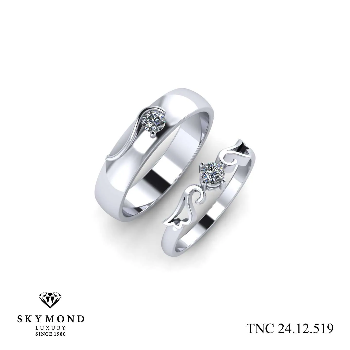 Nhẫn Cưới Vàng Trắng (14k-18k) Thiết Kế Đẹp TNC 24.12.519