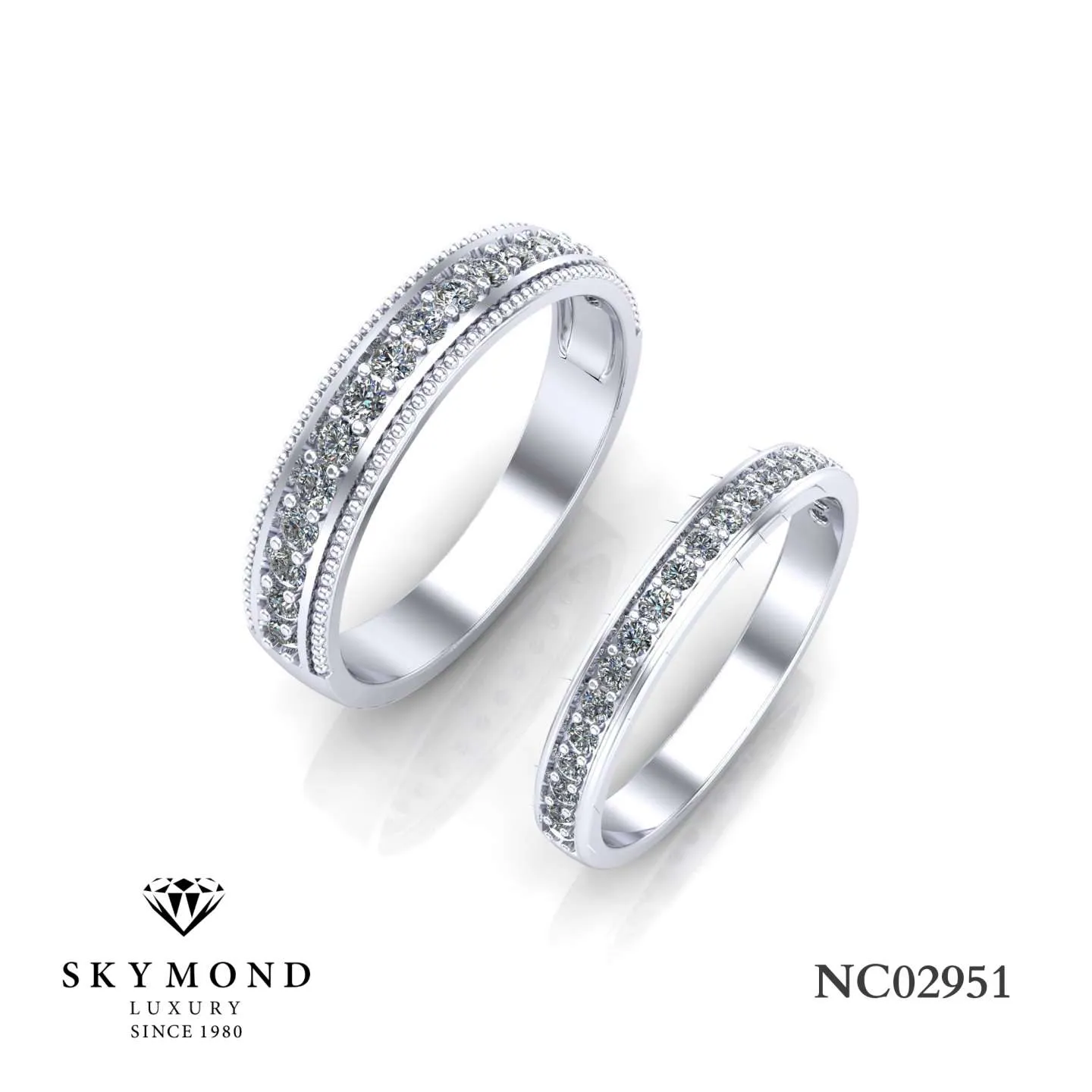 Nhẫn Cưới Vàng Trắng (14k-18k) Thiết Kế Đẹp NC02951