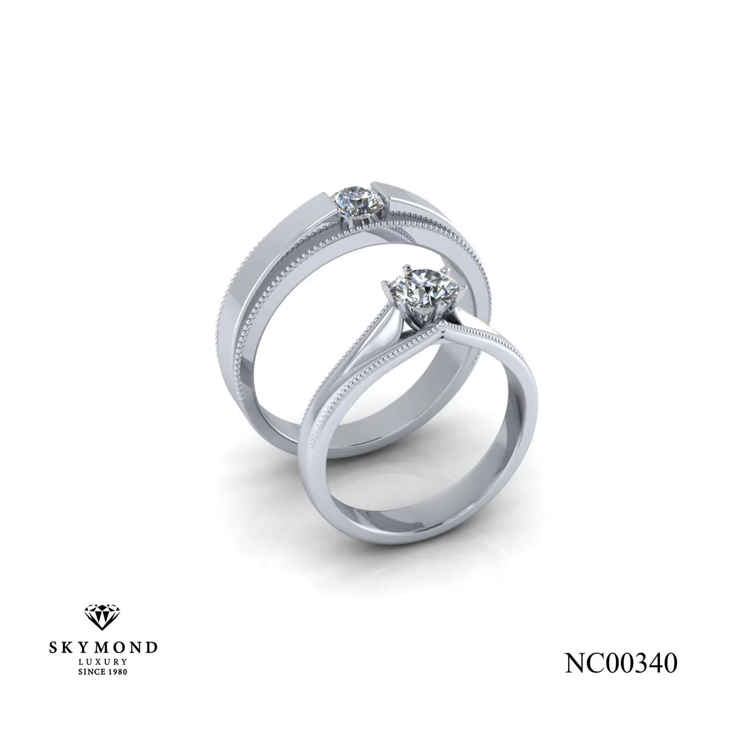 Nhẫn Cưới Vàng Trắng (14k-18k) Thiết Kế Đẹp NC00340