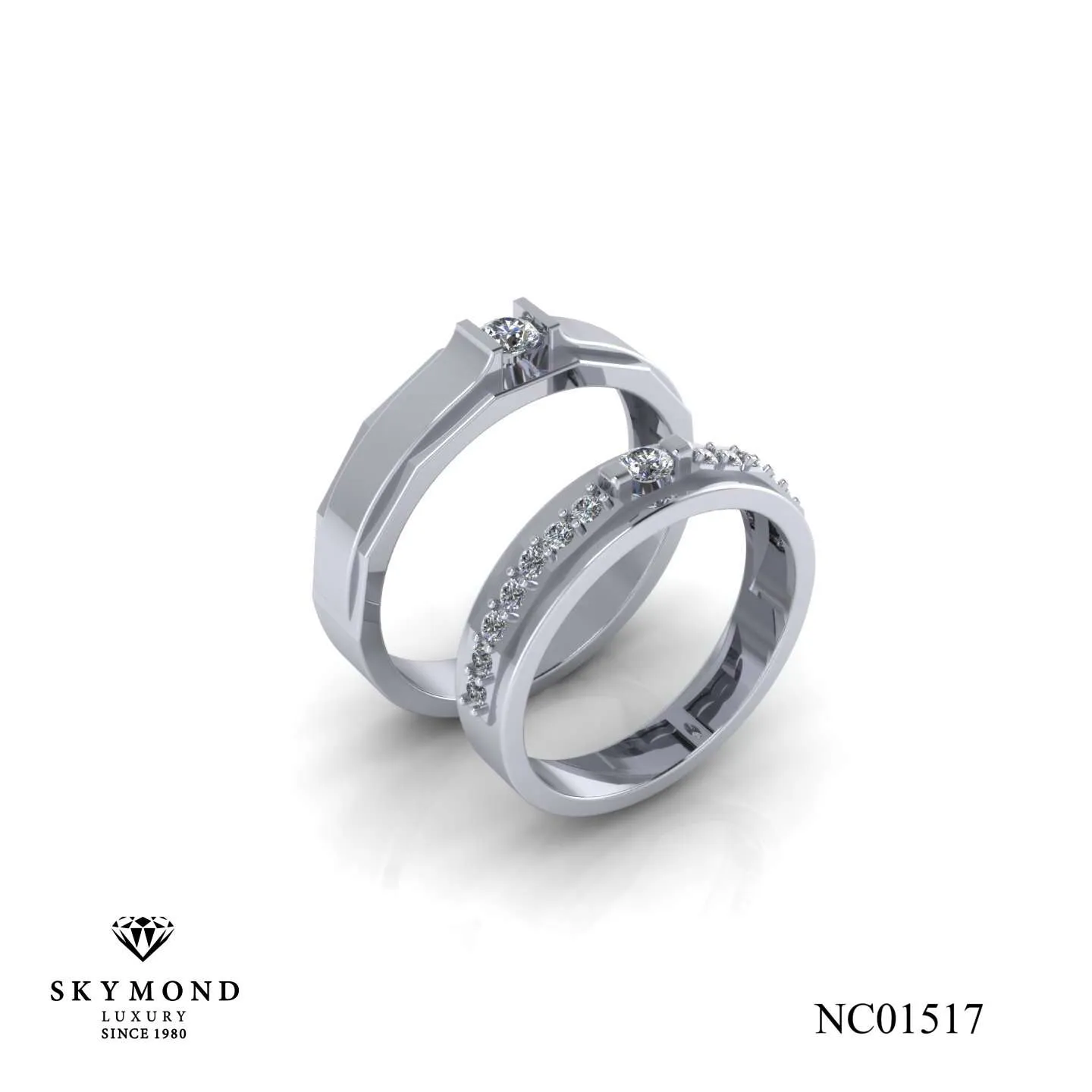 Nhẫn Cưới Vàng Trắng ( 14k - 18k ) Thiết Kế Đẹp NC01517