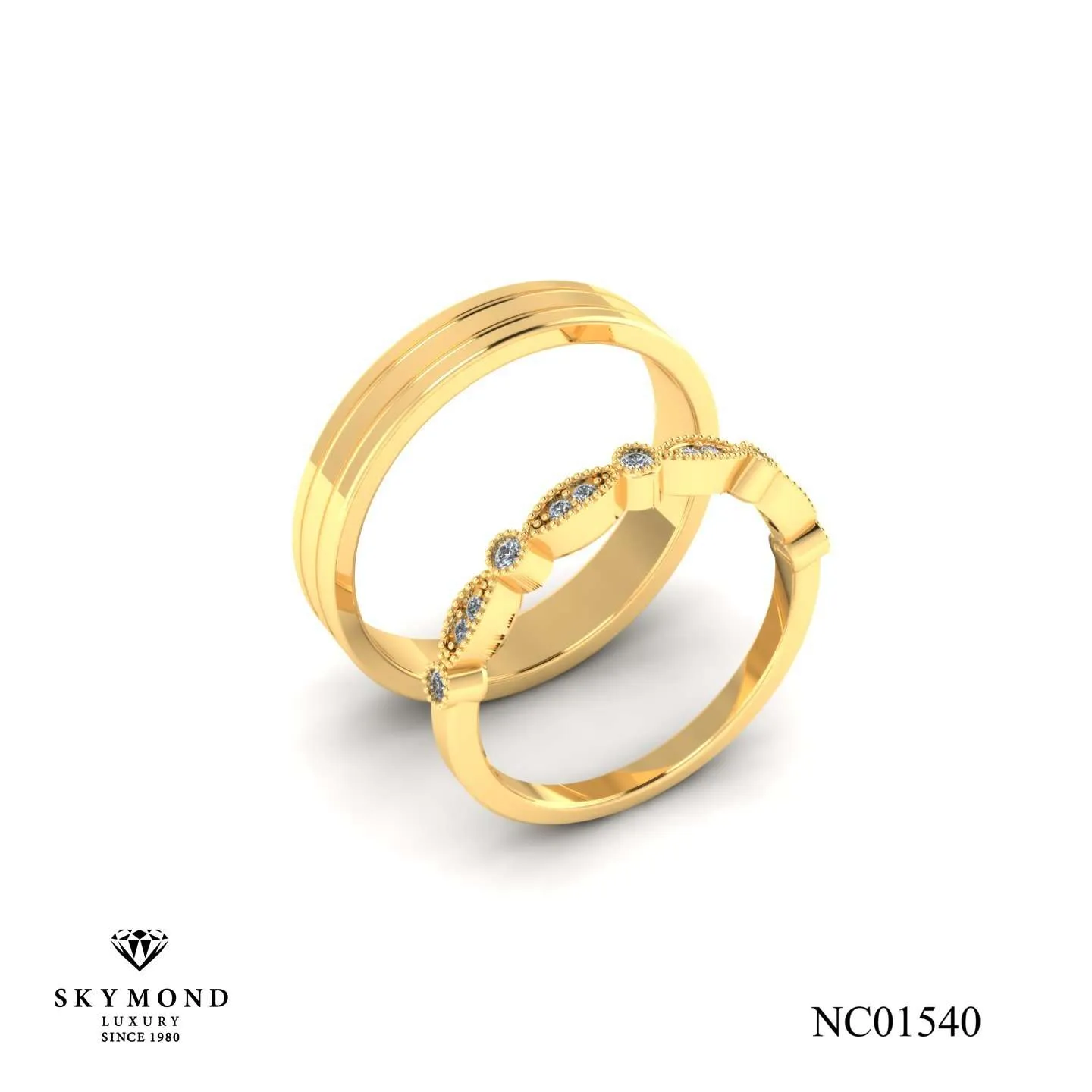 Nhẫn Cưới Vàng Vàng ( 14k - 18k ) Thiết Kế NC01540