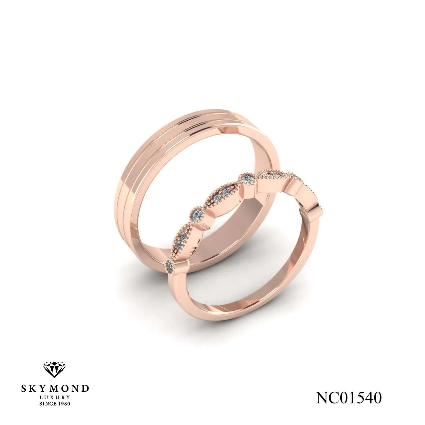 Nhẫn Cưới Vàng Hồng ( 14k - 18k ) Thiết Kế NC01540