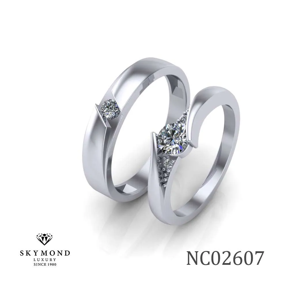 Nhẫn Cưới Platin - Bạch Kim Thiết Kế Đẹp NC02607