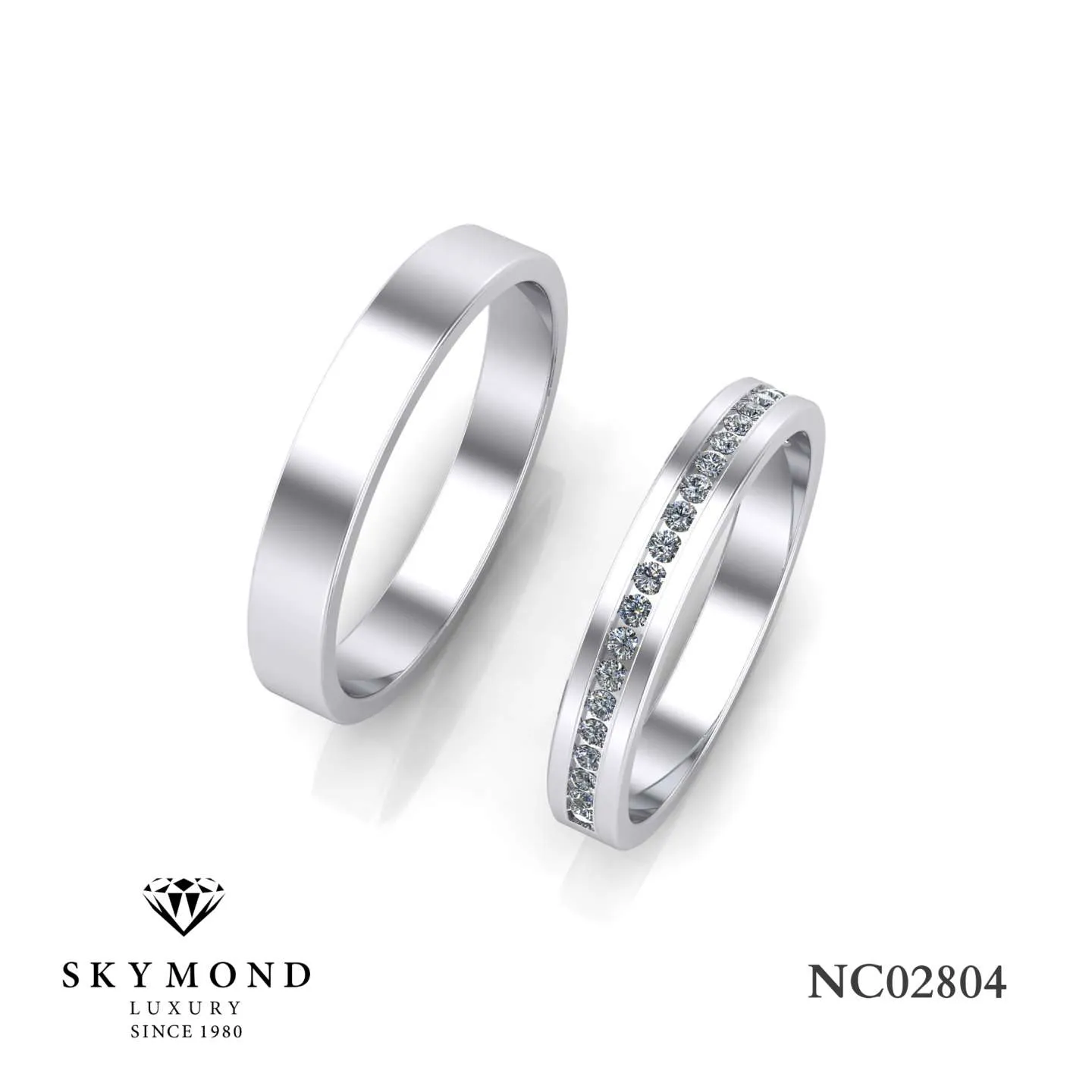 Nhẫn Cưới Platin - Bạch Kim Thiết Kế Đẹp NC02804
