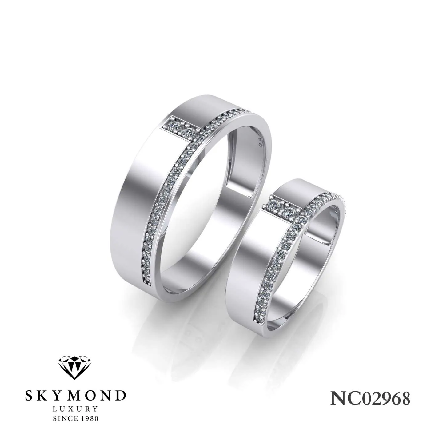 Nhẫn Cưới Platin - Bạch Kim Thiết Kế Đẹp NC02968