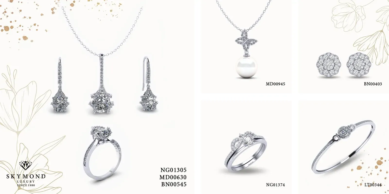 bộ trang sức bạch kim platin